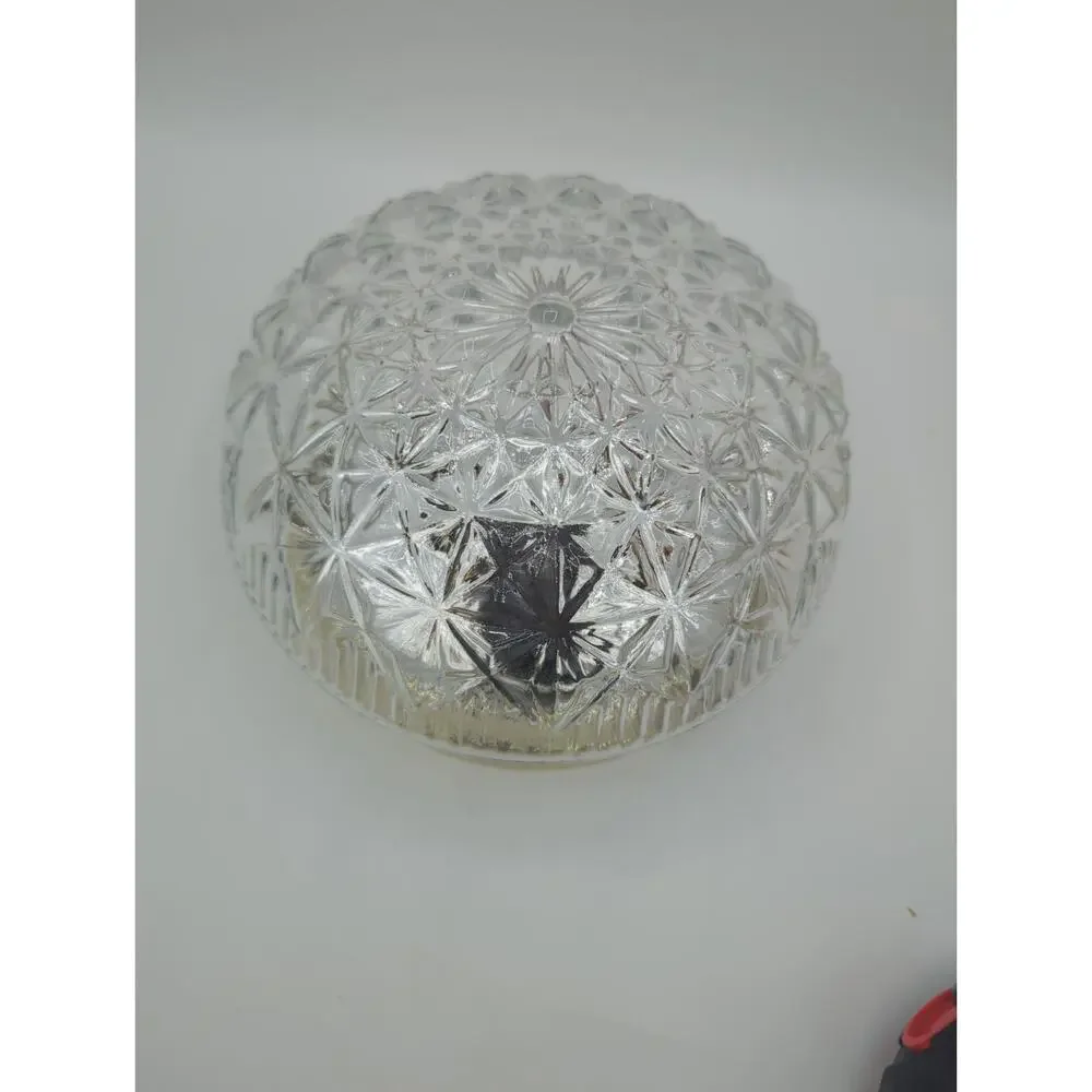 Retro Ceiling Light Fixture Flush Mount Brass Light Clear Glass Shade Vintage